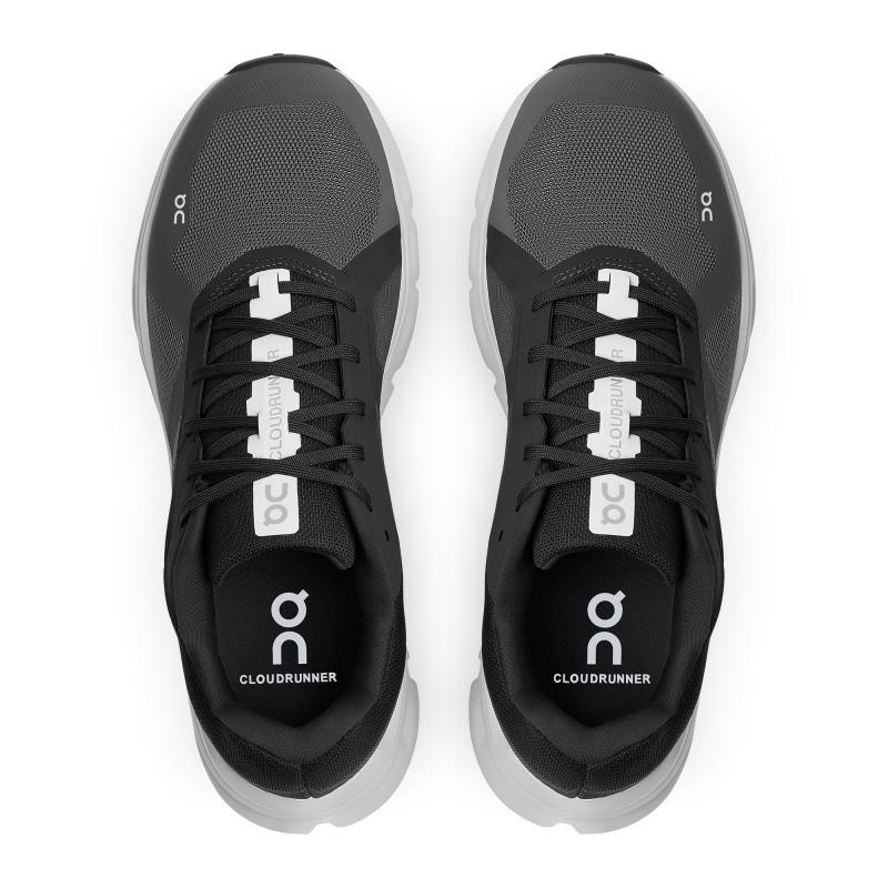 QC Cloudrunner ワイド メンズ ロード ランニングシューズ 黒 | 06395-NRGJ
